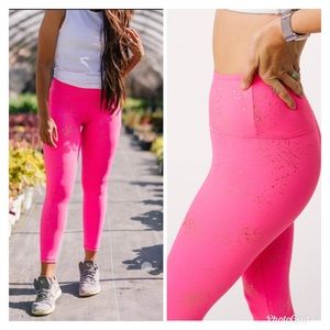 Zyia Hot Pink Stay Gold Light n Tight Hi Rise M